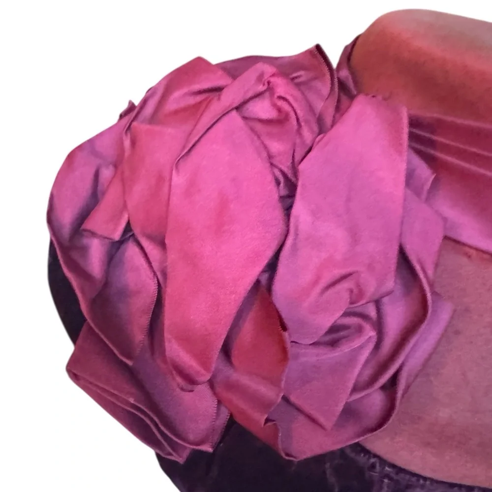 Late 19th/Early 20th Victorian/Edwardian Eras Wide Brim Velvet Trim Prominent Ri - Picture 5 of 11